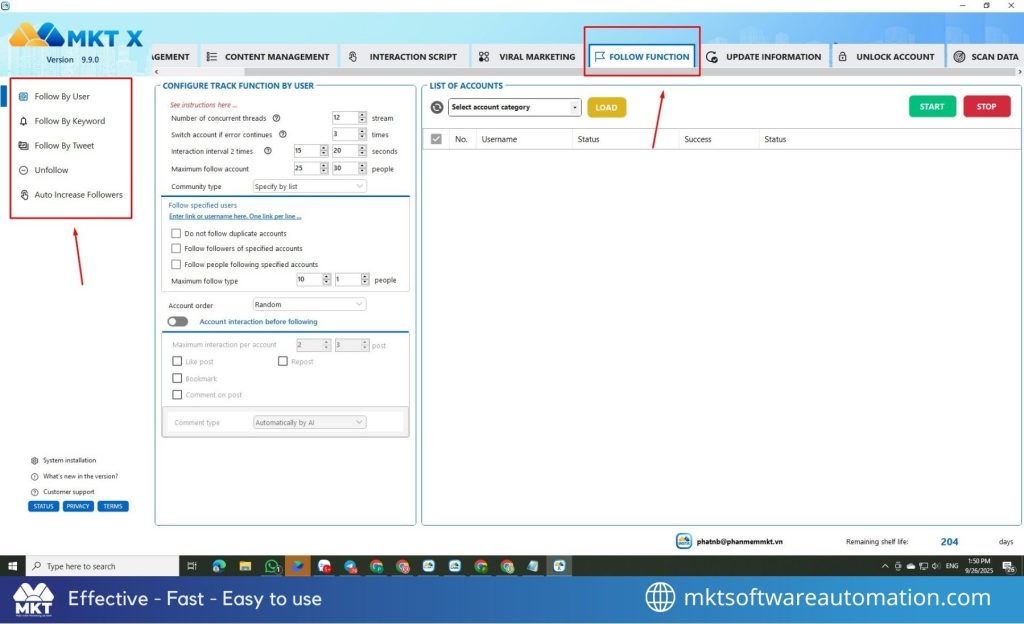 Follow and unfollow feature