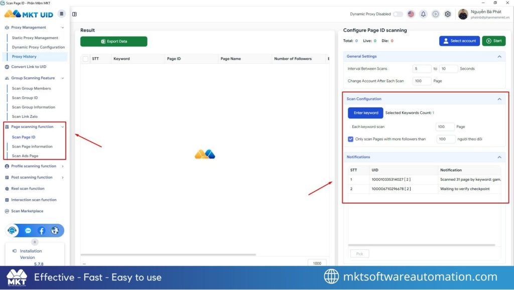 Page Scanning Feature