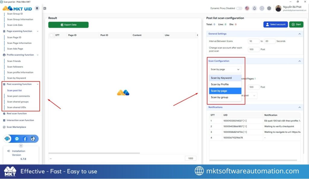 Post Scanning Feature