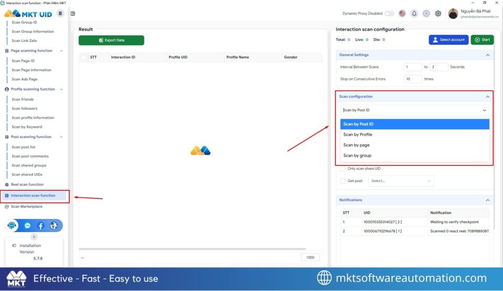 Interaction Scan Feature