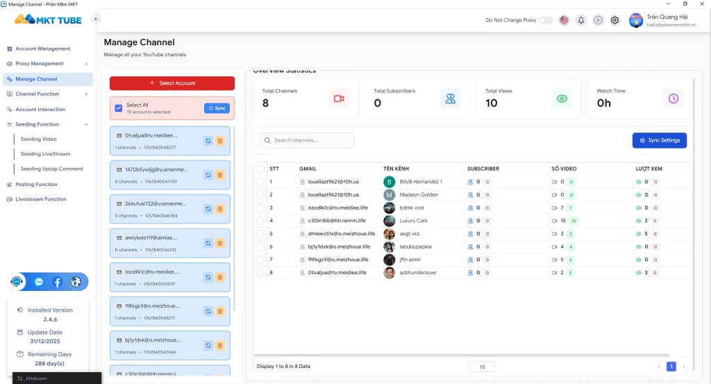 MKT Tube Software manages a large number of accounts