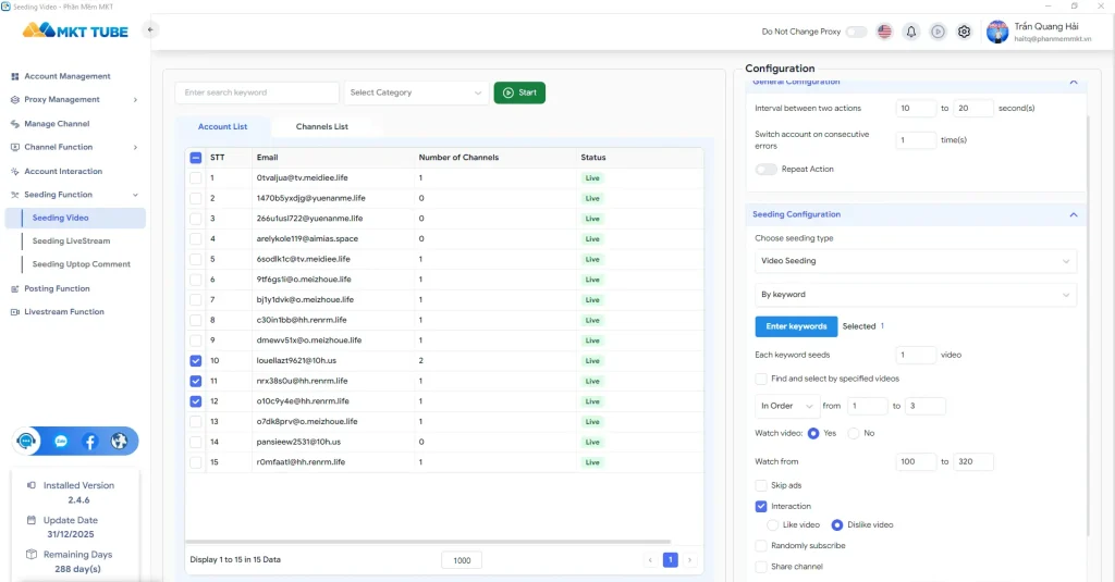 MKT Tube software supports video comment seeding